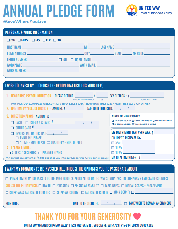 Pledge Form Fillable 2025