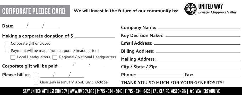 corporate pledge card 2026