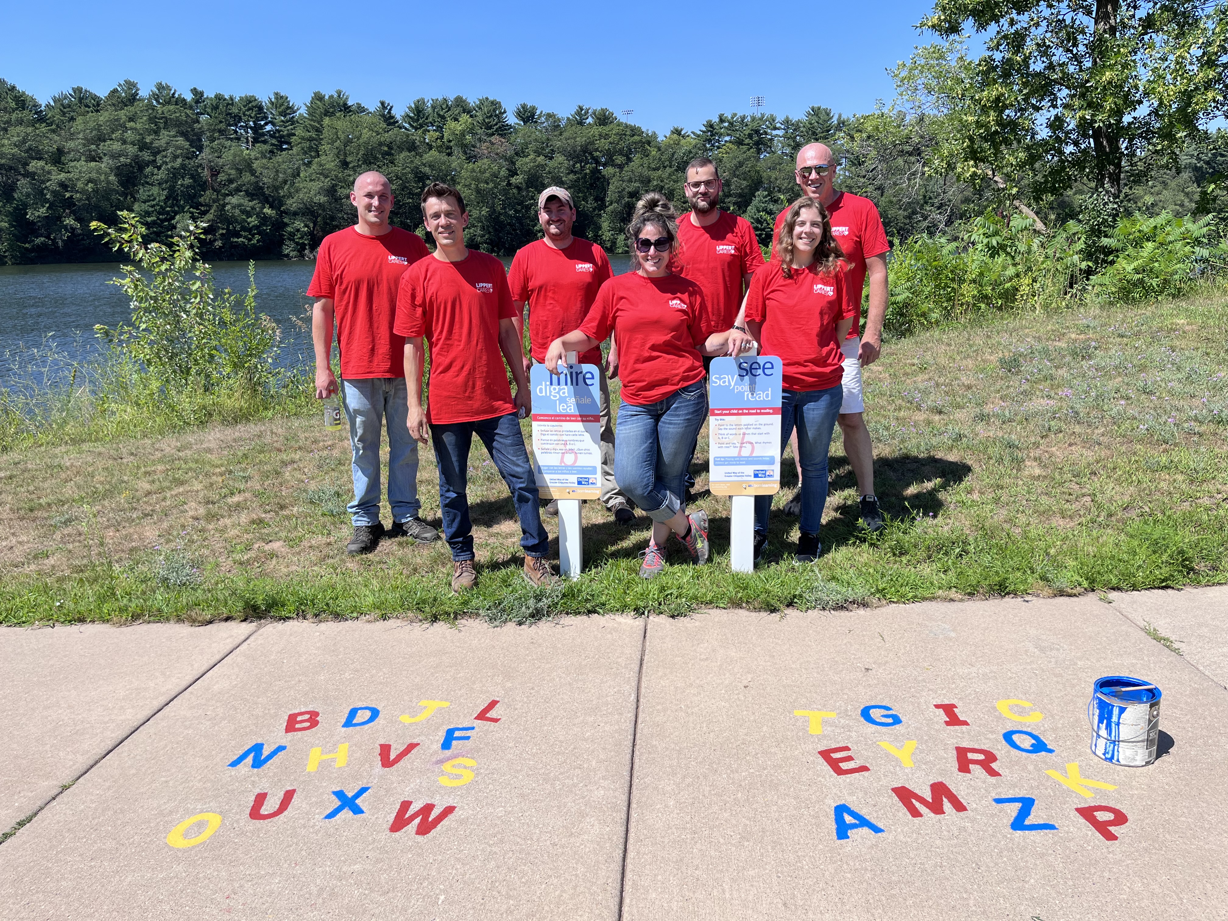 Lippert employees near Half Moon Lake and Skate Park