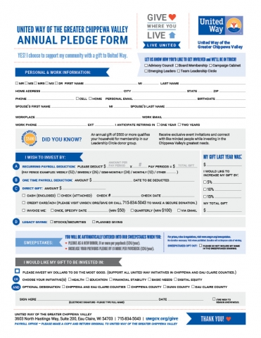 Fillable Pledge Form