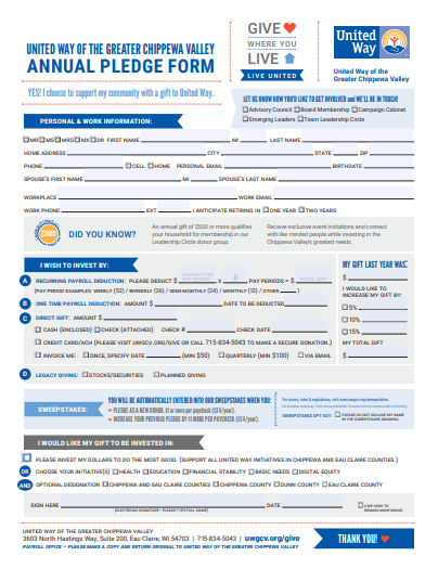 Pledge Form Fillable