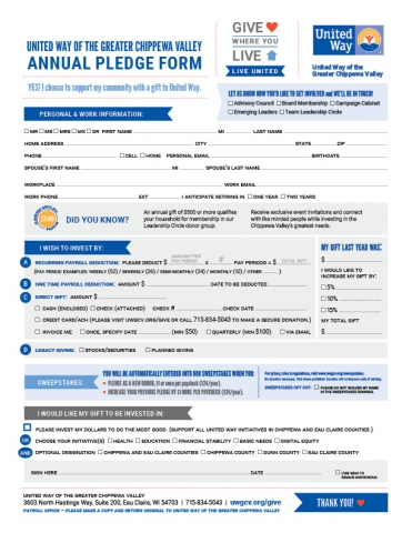 Printable Pledge Form