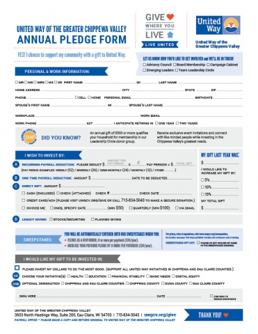 Printable Pledge Form
